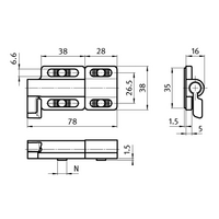 53-100-0 MODULAR SOLUTIONS SLIDING DEAD BOLT ZINC PLATED STEEL BODY 78MMX38MMX16MM HARDWARE NOT INCLUDED